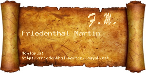 Friedenthal Martin névjegykártya